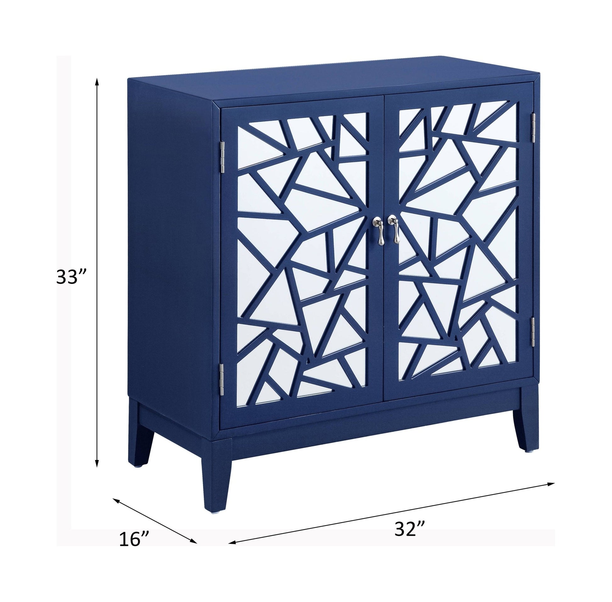 Blue Mirrored Accent Cabinet | 2 Door Storage Console Table - 1st Choice Furniture Direct