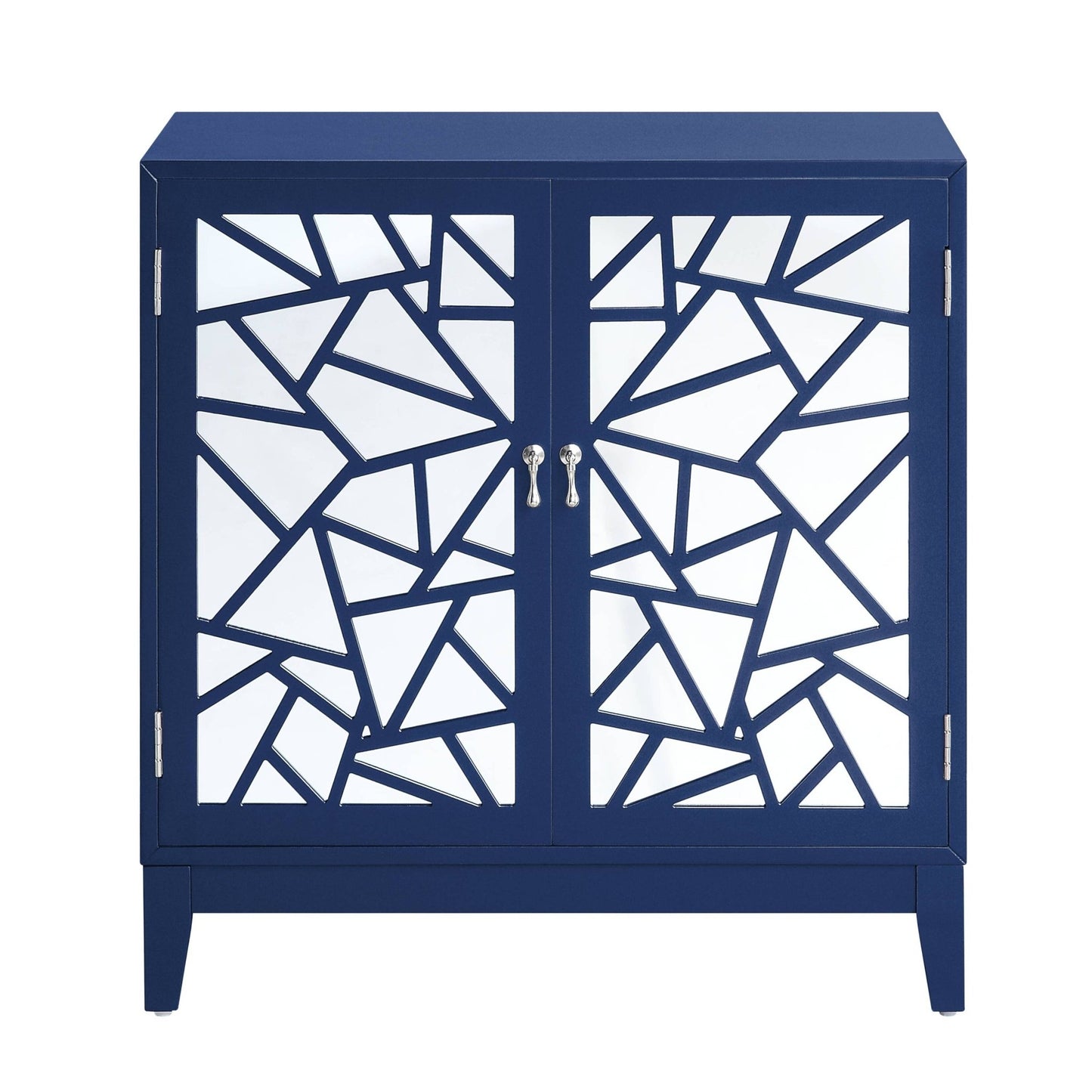 Blue Mirrored Accent Cabinet | 2 Door Storage Console Table - 1st Choice Furniture Direct