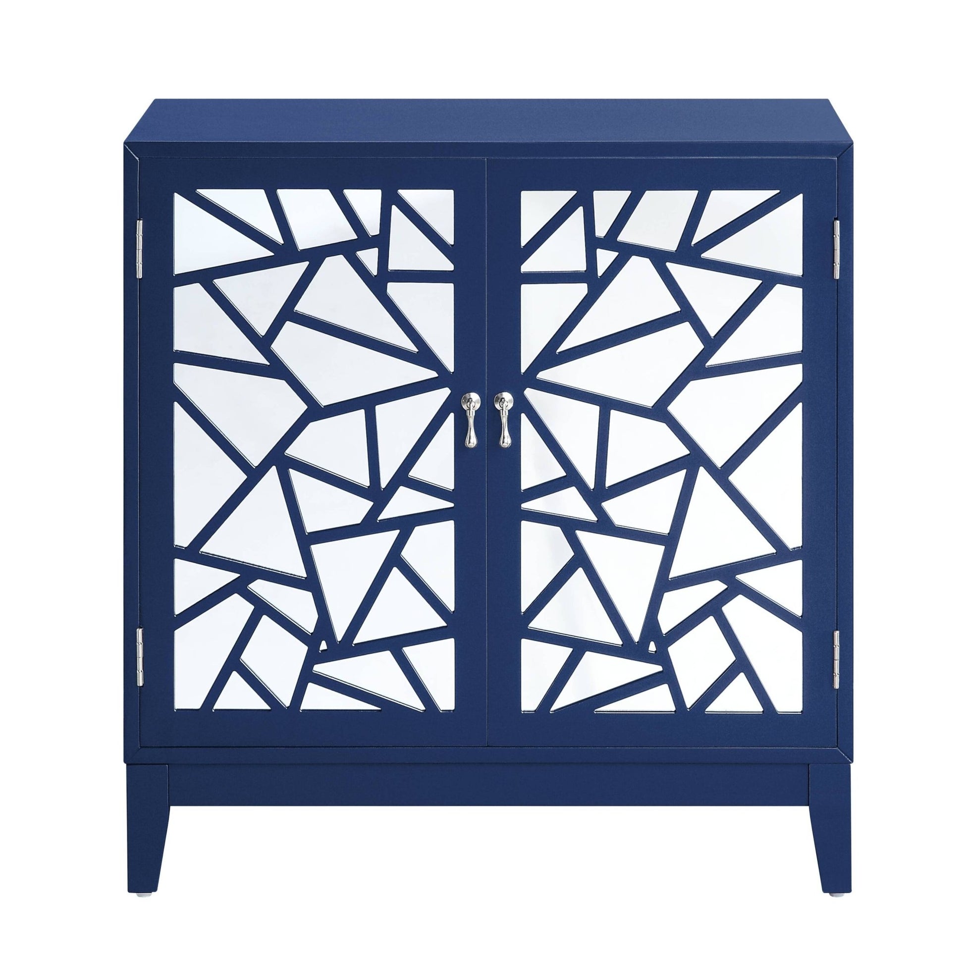Blue Mirrored Accent Cabinet | 2 Door Storage Console Table - 1st Choice Furniture Direct