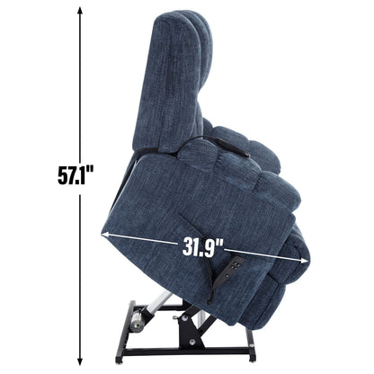 Blue Power Lift Recliner Chair with Massage & Lumbar Heat - 1st Choice Furniture Direct