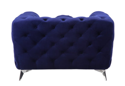 Blue Velvet Accent Chair with Button Tufting - 1st Choice Furniture Direct