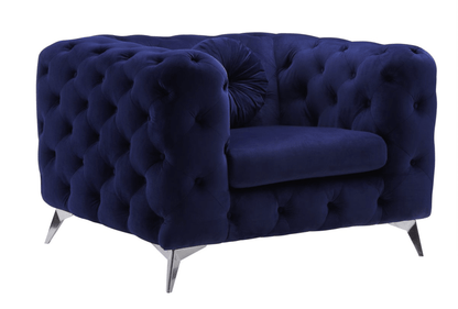 Blue Velvet Accent Chair with Button Tufting - 1st Choice Furniture Direct