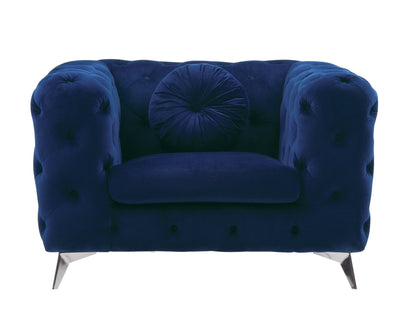 Blue Velvet Accent Chair with Button Tufting - 1st Choice Furniture Direct