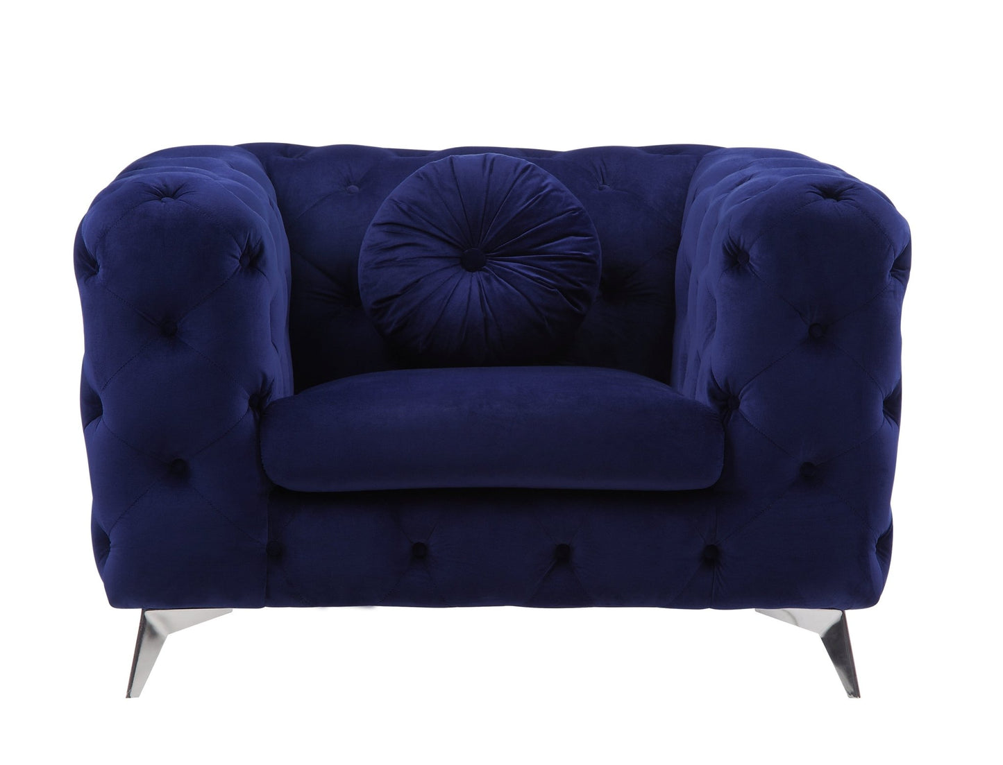 Blue Velvet Accent Chair with Button Tufting - 1st Choice Furniture Direct