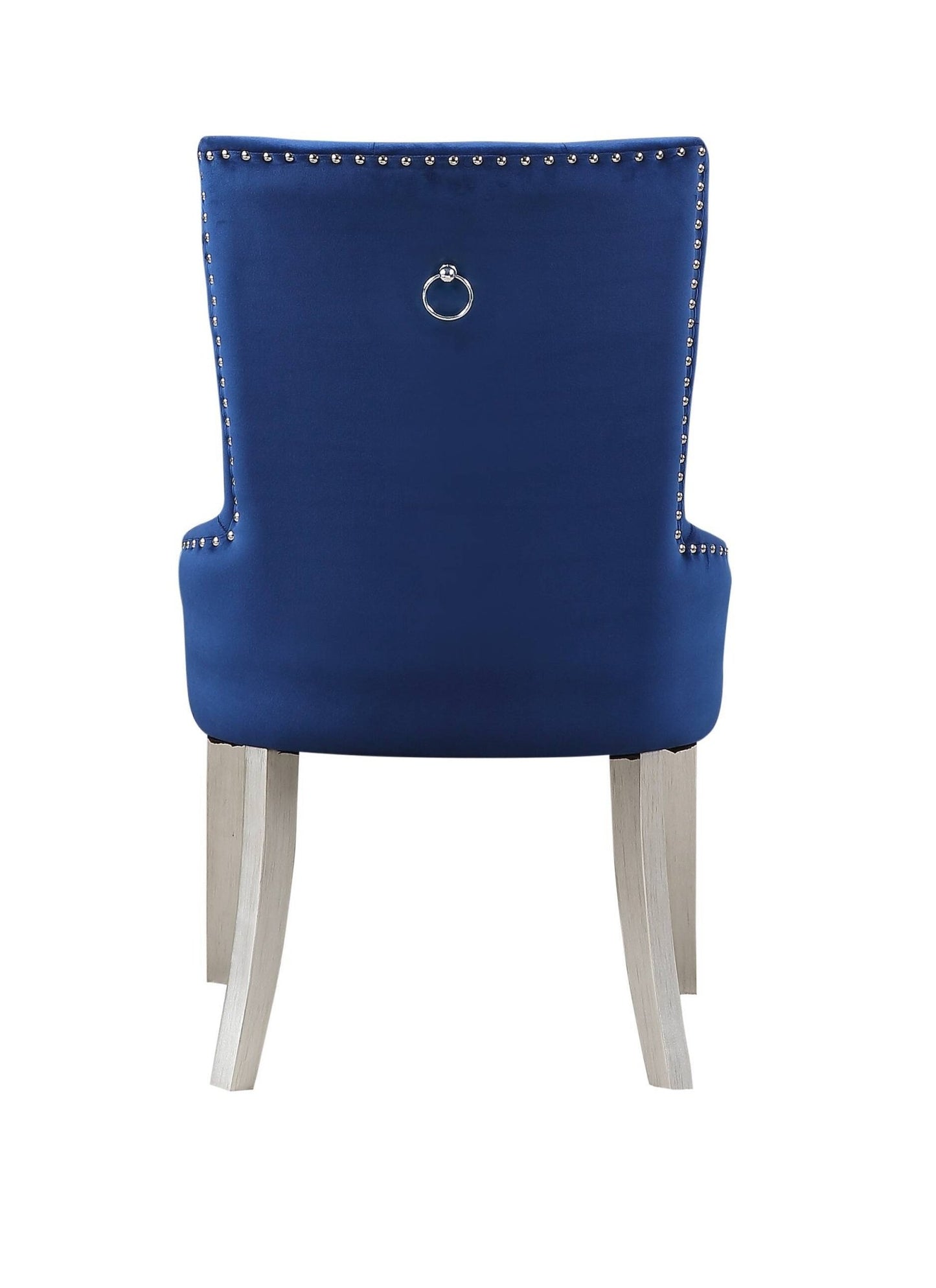Blue Velvet Tufted Dining Chair with Nailhead Trim and Pull Ring - 1st Choice Furniture Direct