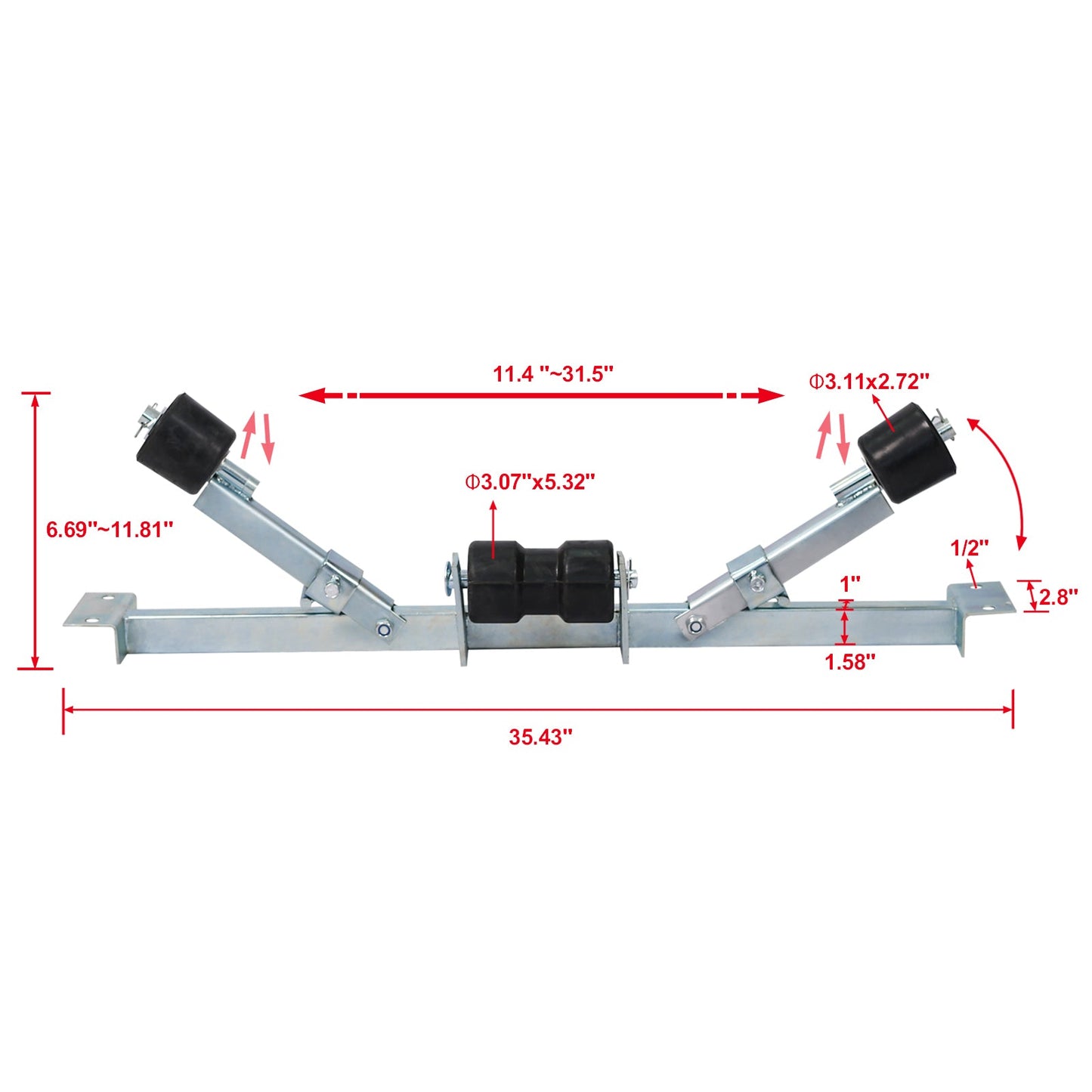 Boat Trailer Bottom Support Bracket with Keel Rollers capacity 1102lb - 1st Choice Furniture Direct