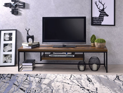 Bob Weathered Oak & Black Metal Finish TV Stand - 1st Choice Furniture Direct