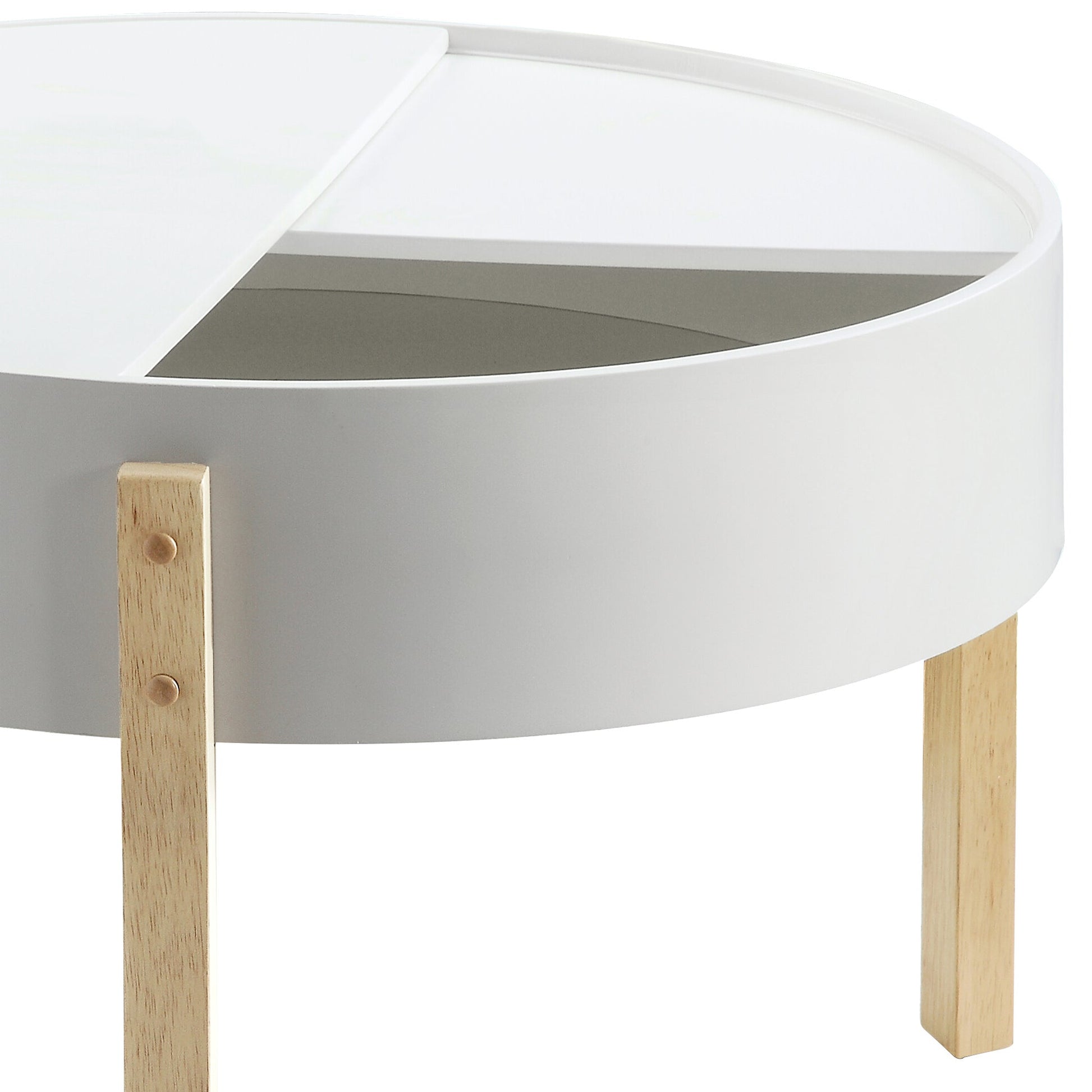 Bodfish White & Natural Round Coffee Table - 1st Choice Furniture Direct