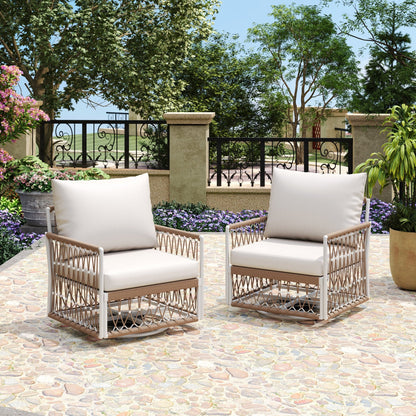Bohemian Outdoor Swivel Lounge Chair Set of 2 | Patio Rope Chairs - 1st Choice Furniture Direct
