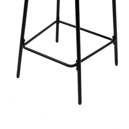 Boho Style Handwoven Paper Rope Counter Stools Set of 2 in Black & Creamy White, 26.57 Inch Height - 1st Choice Furniture Direct