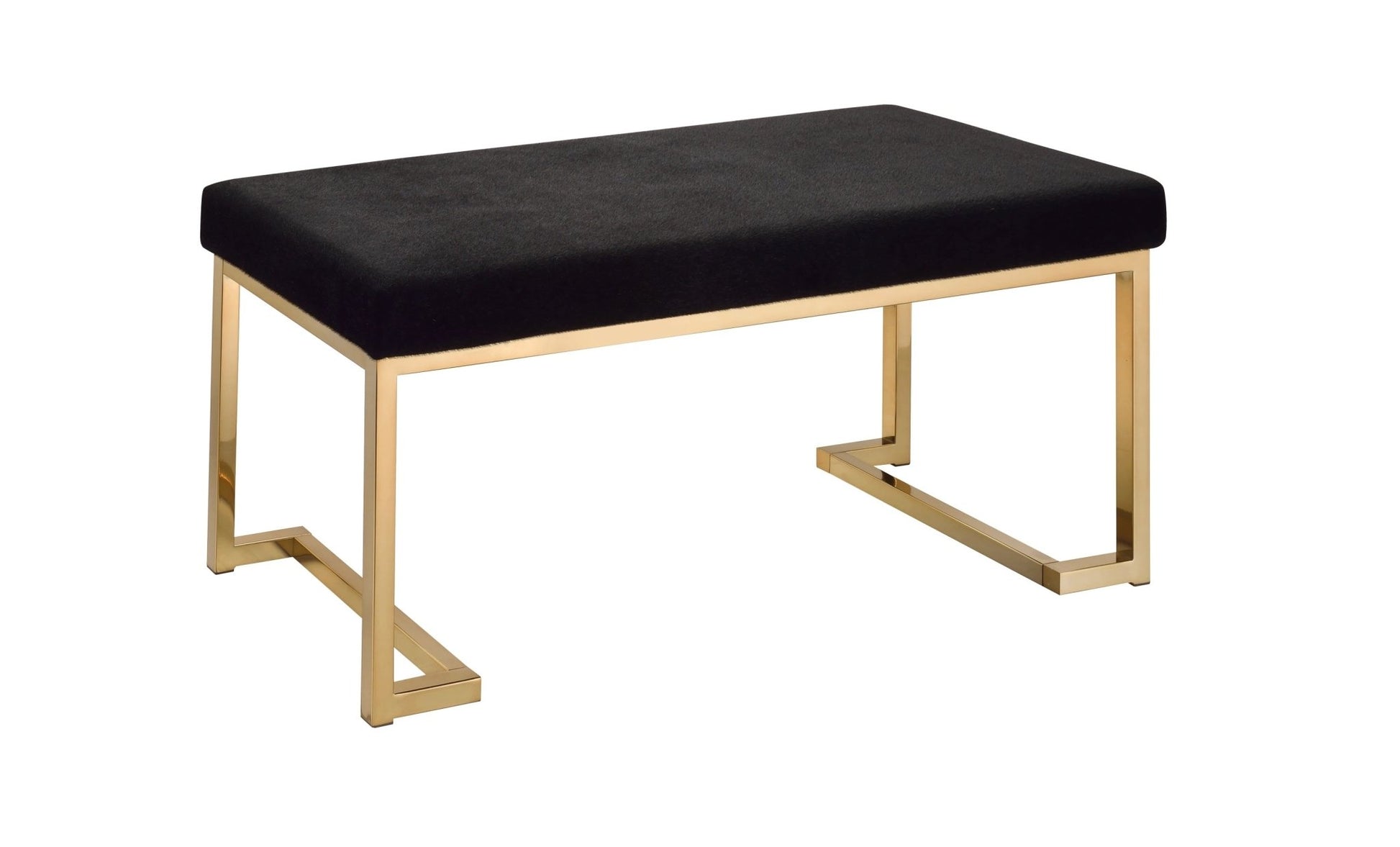 Boice Black Fabric & Champagne Finish Bench - 1st Choice Furniture Direct