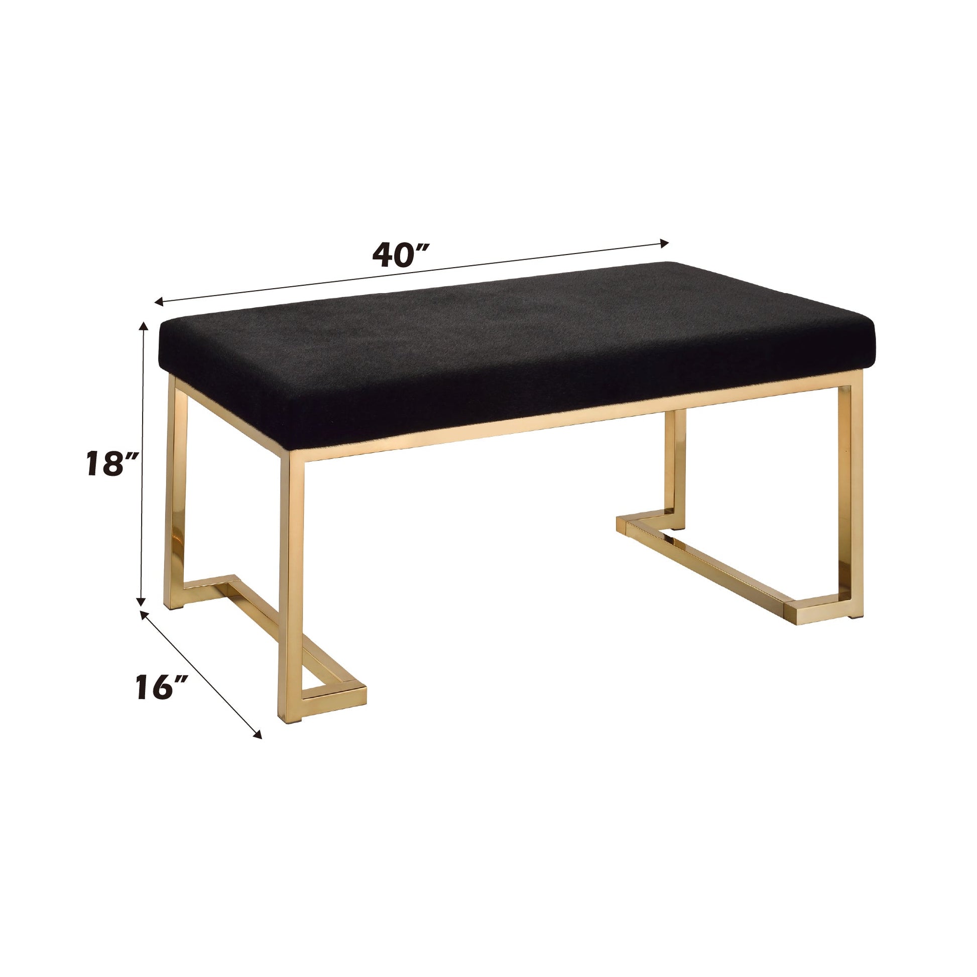 Boice Black Fabric & Champagne Finish Bench - 1st Choice Furniture Direct