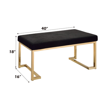 Boice Black Fabric & Champagne Finish Bench - 1st Choice Furniture Direct
