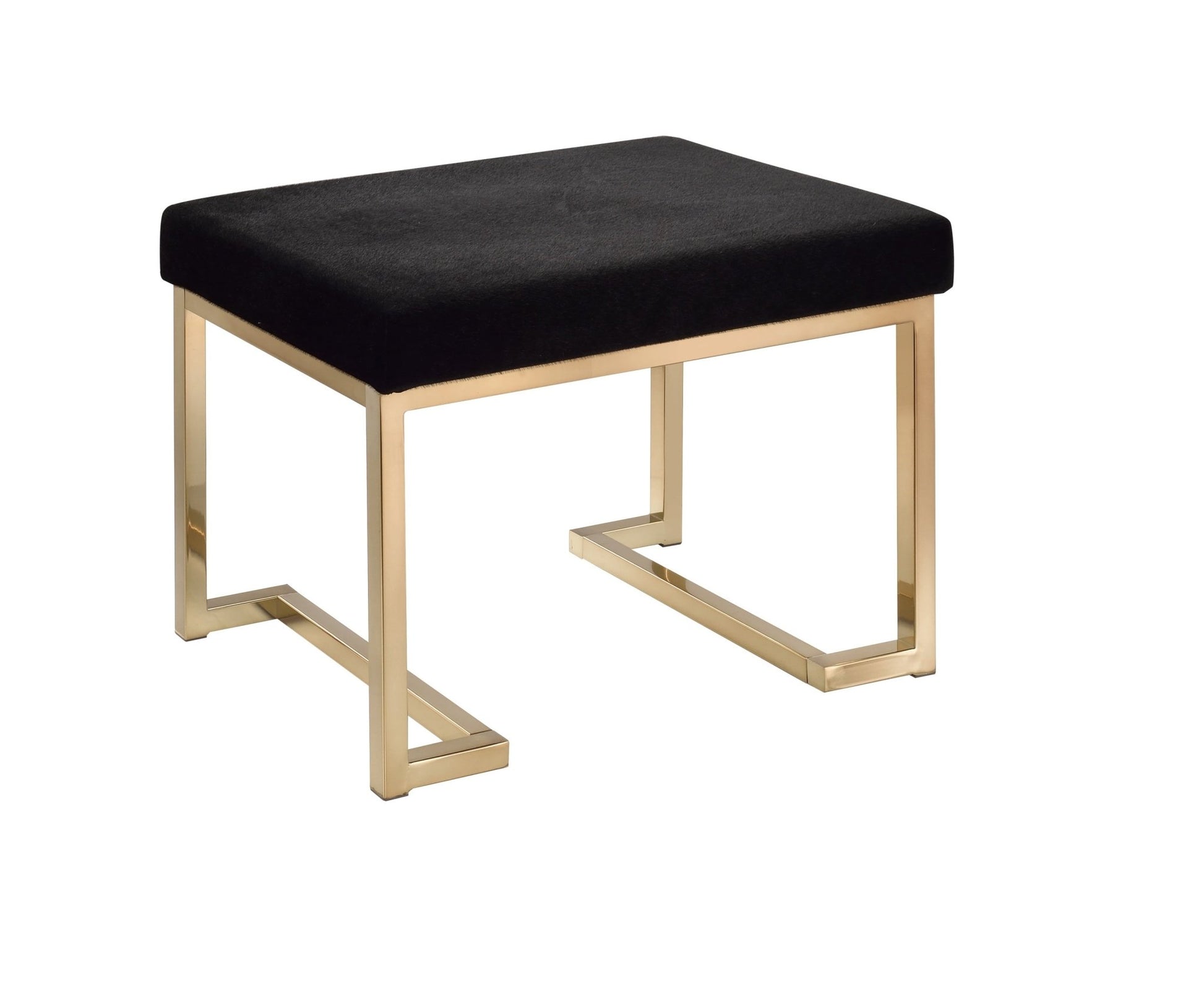 Boice Black Fabric & Champagne Finish Ottoman - 1st Choice Furniture Direct