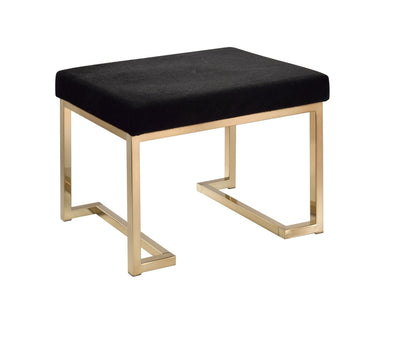 Boice Black Fabric & Champagne Finish Ottoman - 1st Choice Furniture Direct