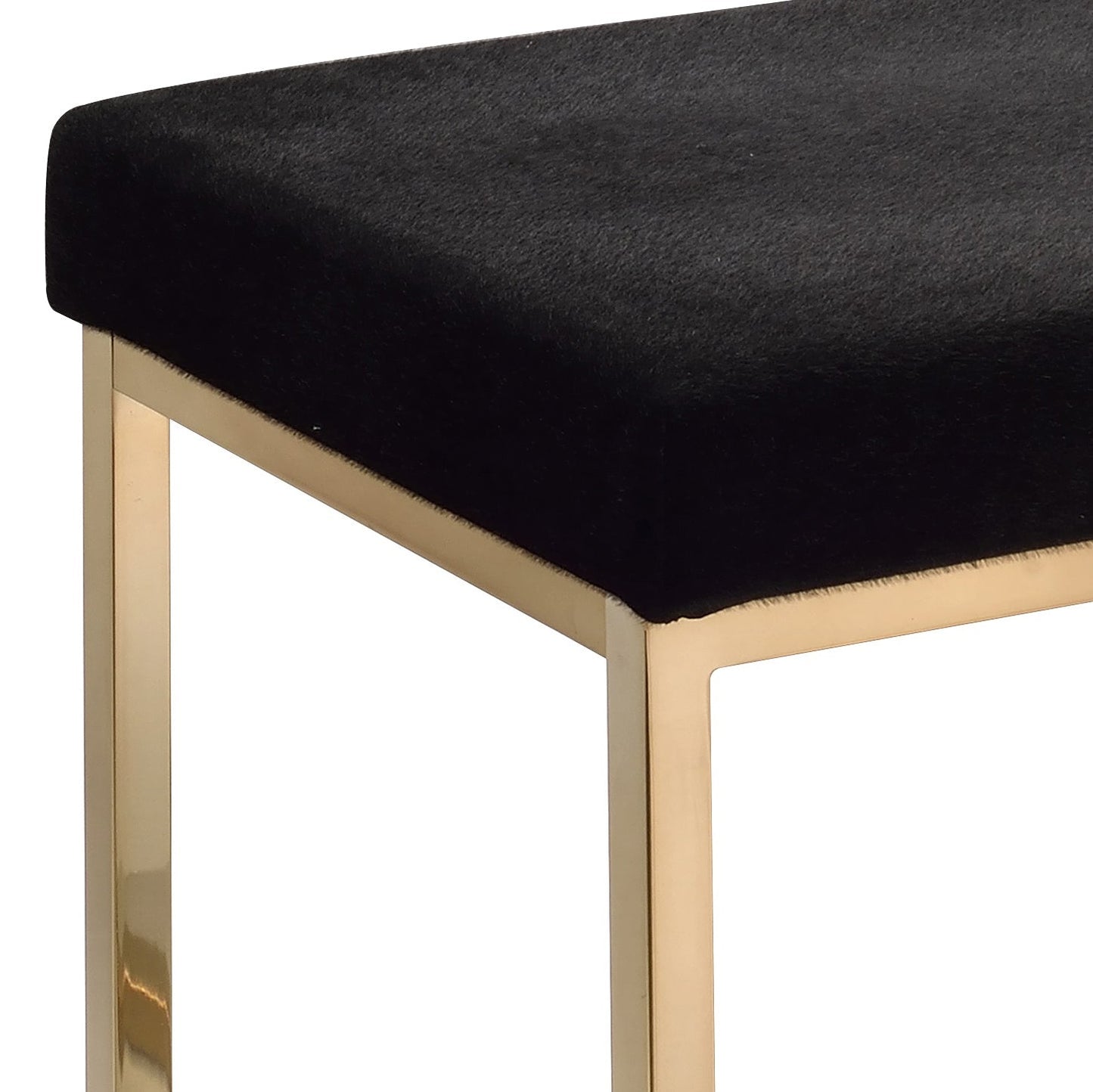 Boice Black Fabric & Champagne Finish Ottoman - 1st Choice Furniture Direct