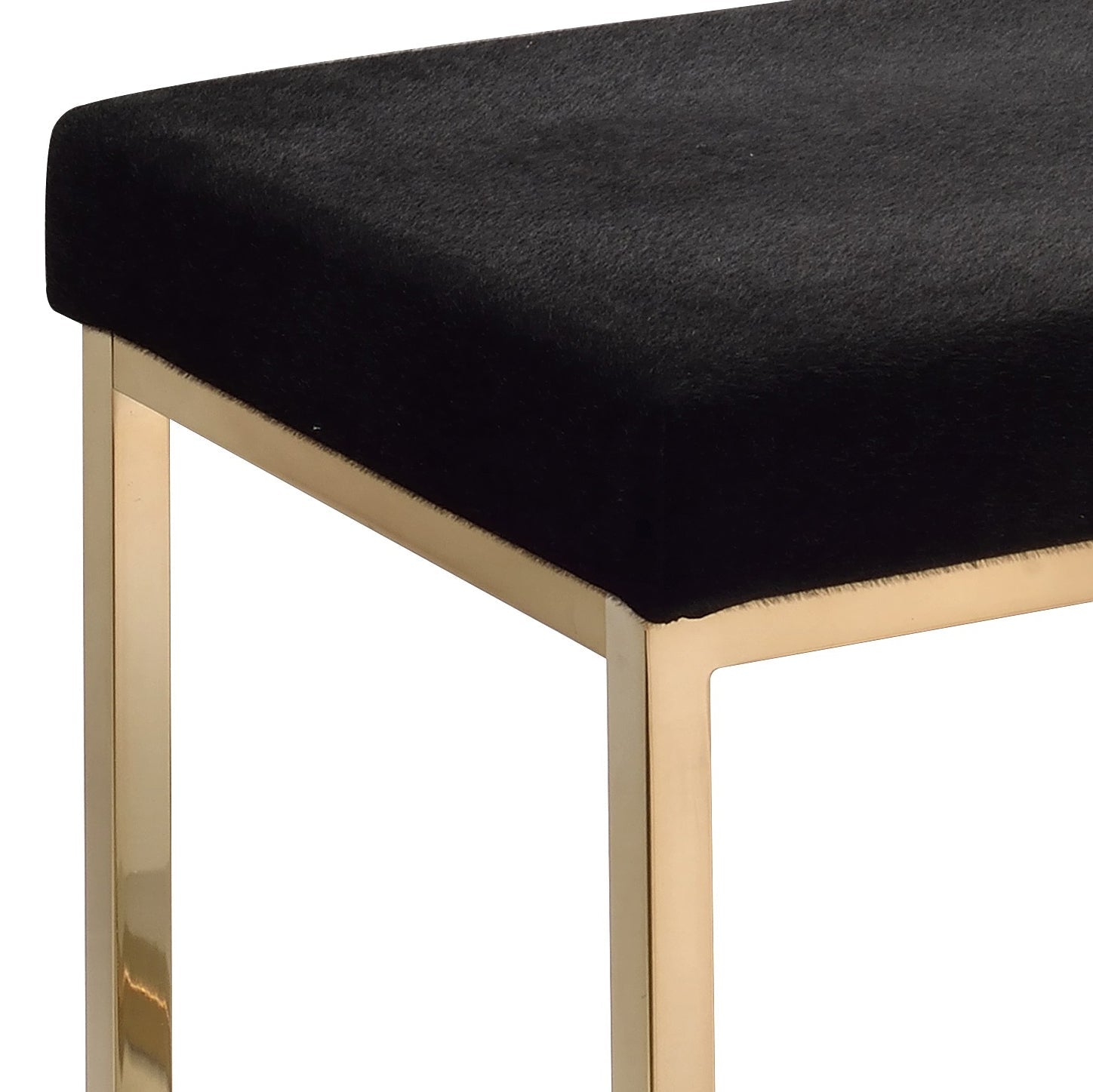 Boice Black Fabric & Champagne Finish Ottoman - 1st Choice Furniture Direct