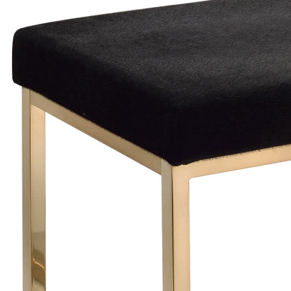 Boice Black Fabric & Champagne Finish Ottoman - 1st Choice Furniture Direct
