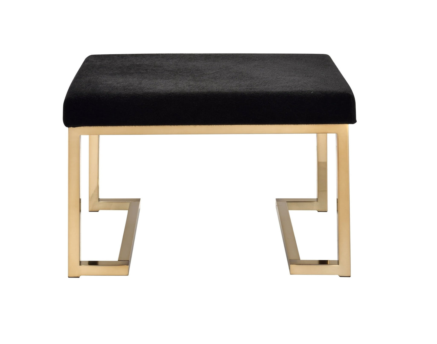 Boice Black Fabric & Champagne Finish Ottoman - 1st Choice Furniture Direct