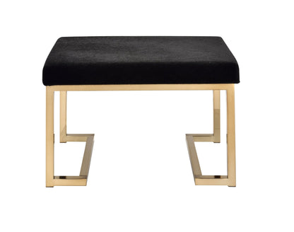 Boice Black Fabric & Champagne Finish Ottoman - 1st Choice Furniture Direct