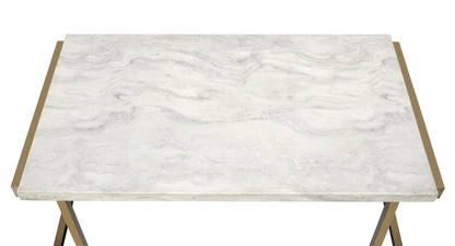 Boice II Faux Marble Top & Champagne Finish Sofa Table - 1st Choice Furniture Direct