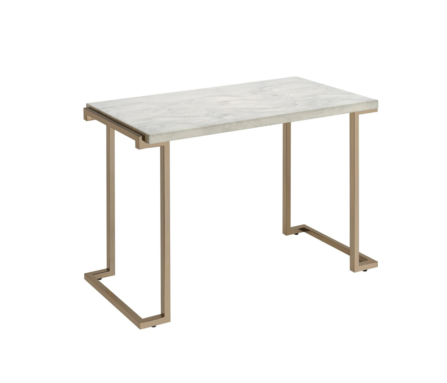 Boice II Faux Marble Top & Champagne Finish Sofa Table - 1st Choice Furniture Direct