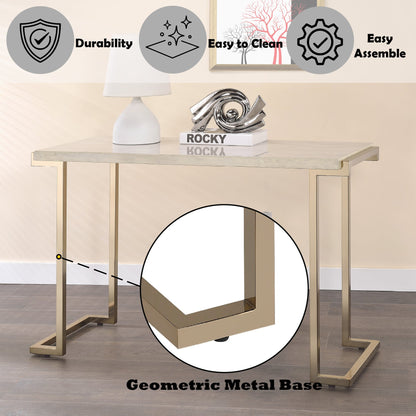Boice II Faux Marble Top & Champagne Finish Sofa Table - 1st Choice Furniture Direct