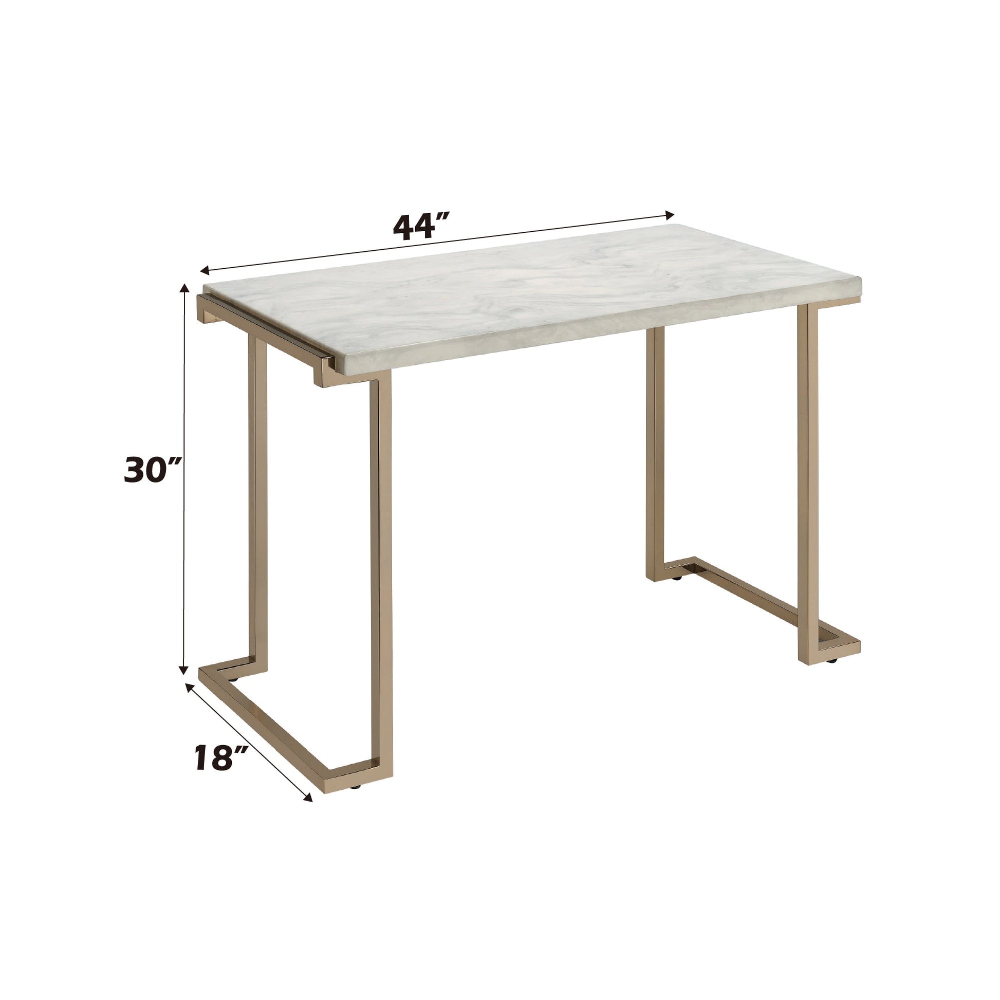 Boice II Faux Marble Top & Champagne Finish Sofa Table - 1st Choice Furniture Direct