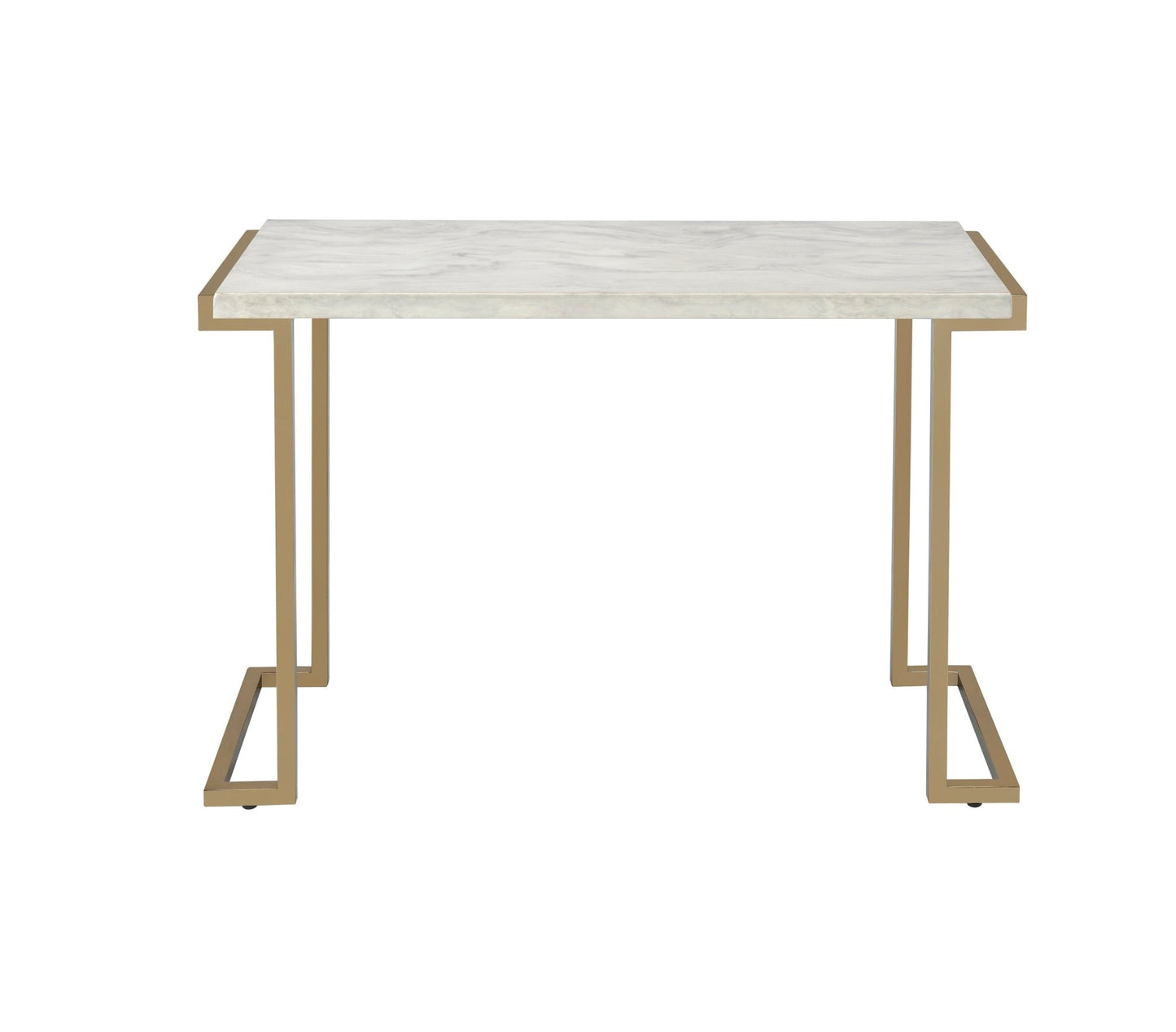 Boice II Faux Marble Top & Champagne Finish Sofa Table - 1st Choice Furniture Direct