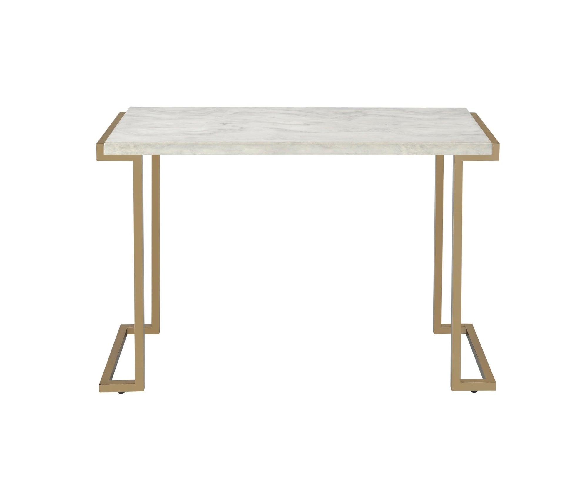 Boice II Faux Marble Top & Champagne Finish Sofa Table - 1st Choice Furniture Direct