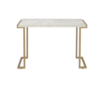 Boice II Faux Marble Top & Champagne Finish Sofa Table - 1st Choice Furniture Direct