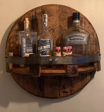 Bourbon Whiskey Barrel Head Shelf, Free Shipping, Made in the U.S.A. - 1st Choice Furniture Direct