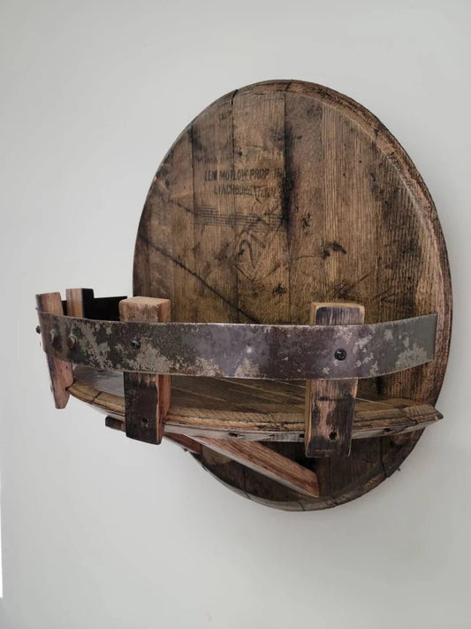 Bourbon Whiskey Barrel Head Shelf, Free Shipping, Made in the U.S.A. - 1st Choice Furniture Direct