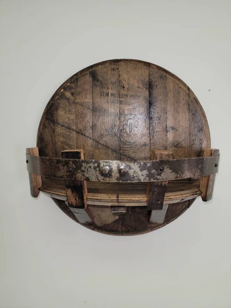 Bourbon Whiskey Barrel Head Shelf, Free Shipping, Made in the U.S.A. - 1st Choice Furniture Direct