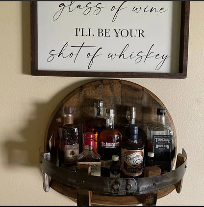 Bourbon Whiskey Barrel Head Shelf, Free Shipping, Made in the U.S.A. - 1st Choice Furniture Direct
