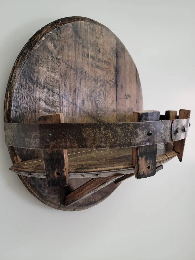 Bourbon Whiskey Barrel Head Shelf, Free Shipping, Made in the U.S.A. - 1st Choice Furniture Direct
