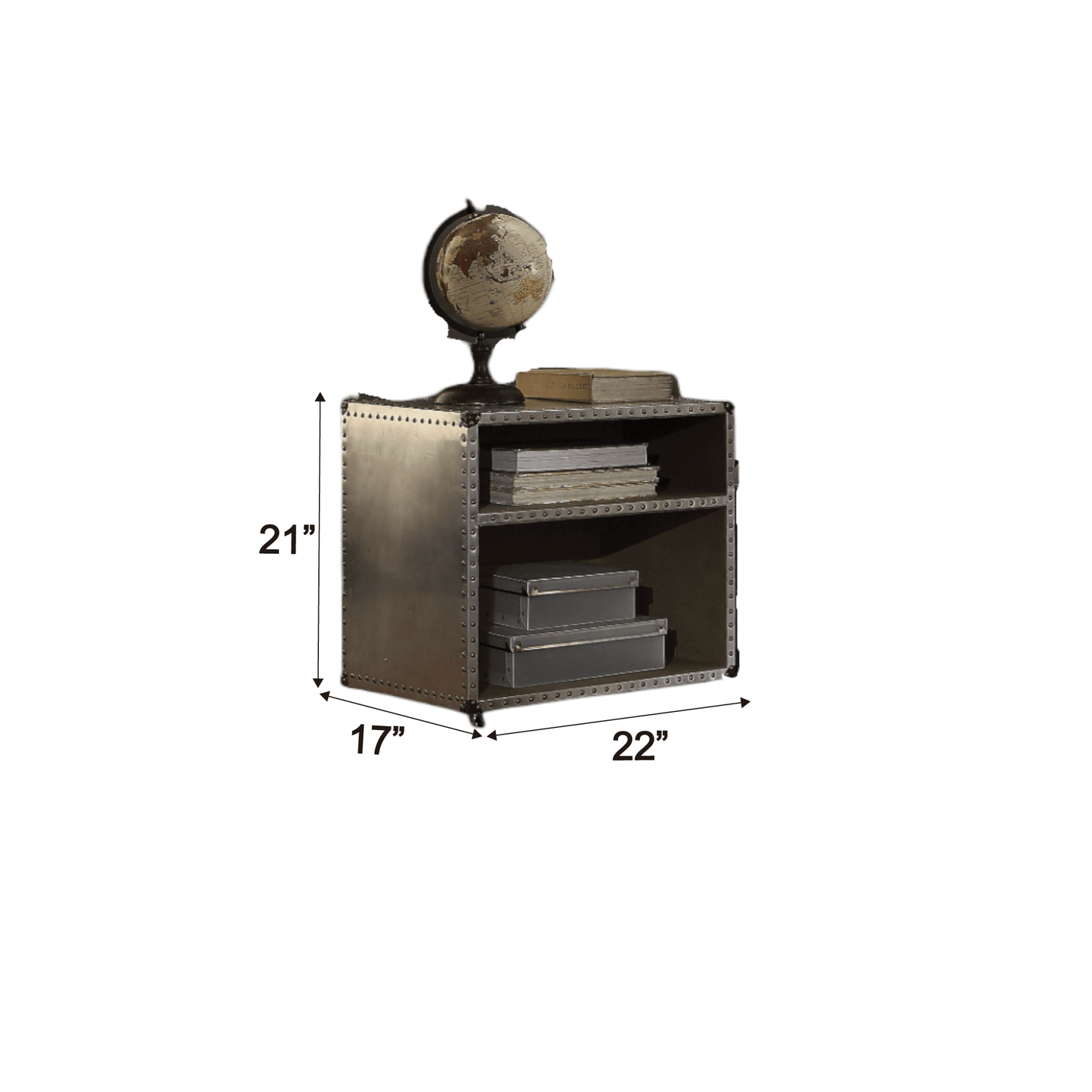Brancaster Aluminum Nightstand W/USB - 1st Choice Furniture Direct
