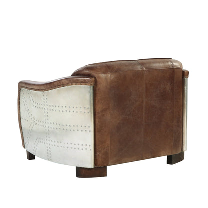 Brancaster Retro Brown Top Grain Leather& Aluminum Living Room Set - 1st Choice Furniture Direct