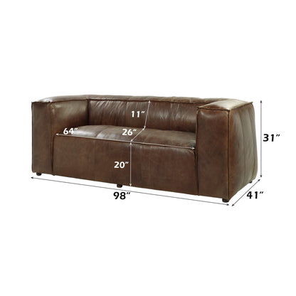 Brancaster Retro Brown Top Grain Leather& Aluminum Living Room Set w/ Coffee Table - 1st Choice Furniture Direct