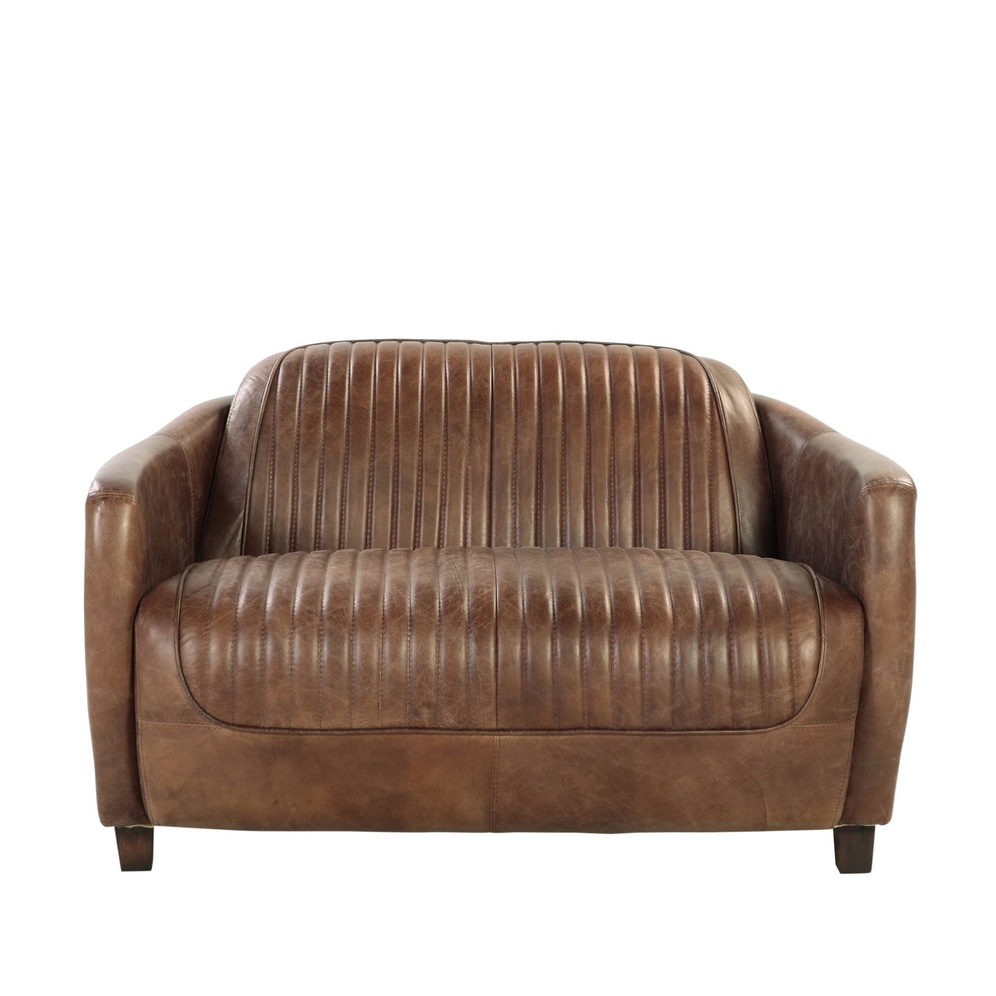 Brancaster Retro Brown Top Grain Leather& Aluminum Living Room Set w/ Coffee Table - 1st Choice Furniture Direct