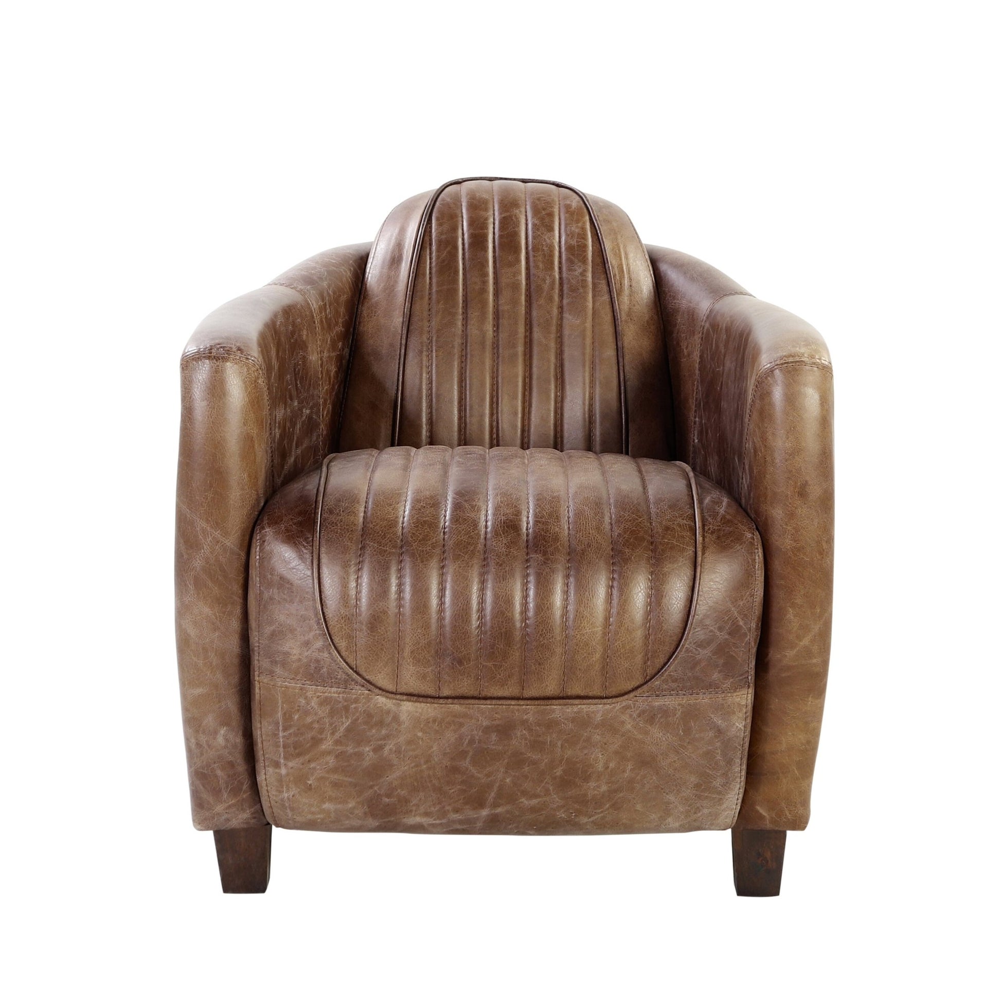 Brancaster Retro Brown Top Grain Leather& Aluminum Living Room Set w/ Coffee Table - 1st Choice Furniture Direct