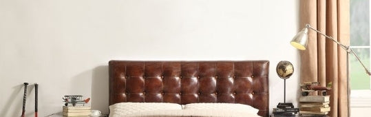 Brancaster Vintage Brown Top Grain Leather Queen Bed - 1st Choice Furniture Direct