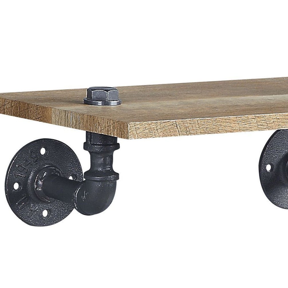 Brantley Oak & Sandy Black Finish Wall Rack - 1st Choice Furniture Direct