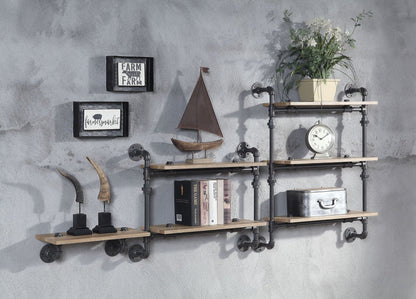 Brantley Oak & Sandy Black Finish Wall Rack - 1st Choice Furniture Direct
