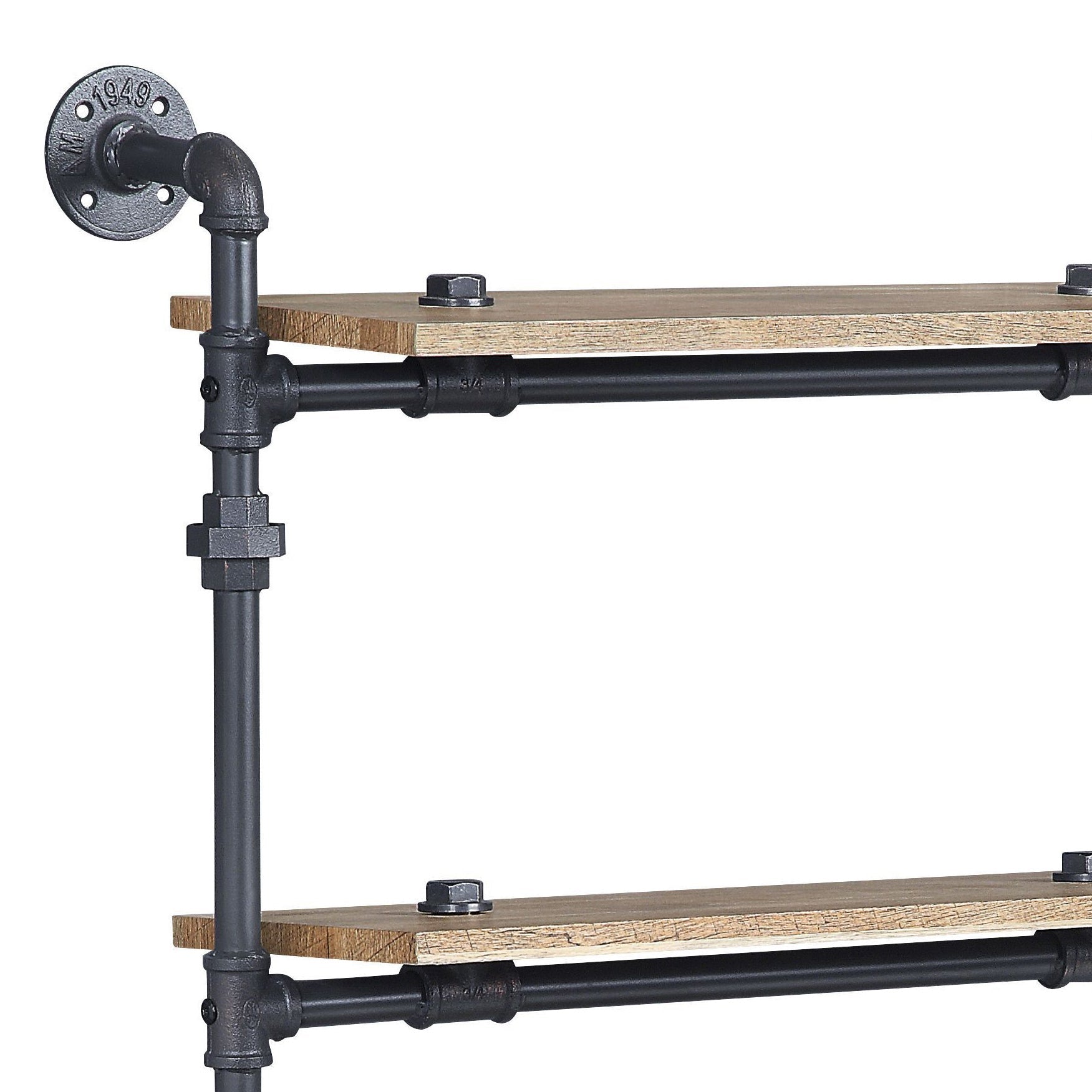 Brantley Oak & Sandy Black Finish Wall Rack W/4 Shelves - 1st Choice Furniture Direct