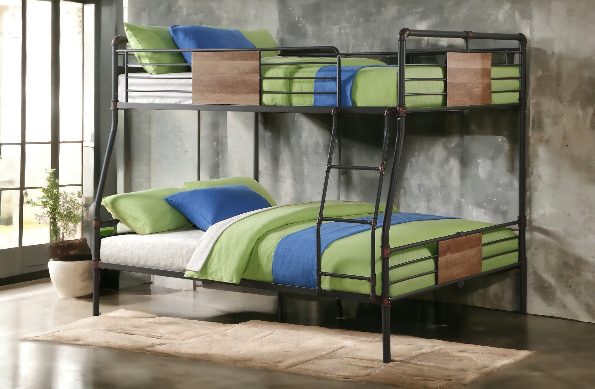 Brantley Sandy Black & Dark Bronze Hand - Brushed Finish Full XL/Queen Bunk Bed - 1st Choice Furniture Direct