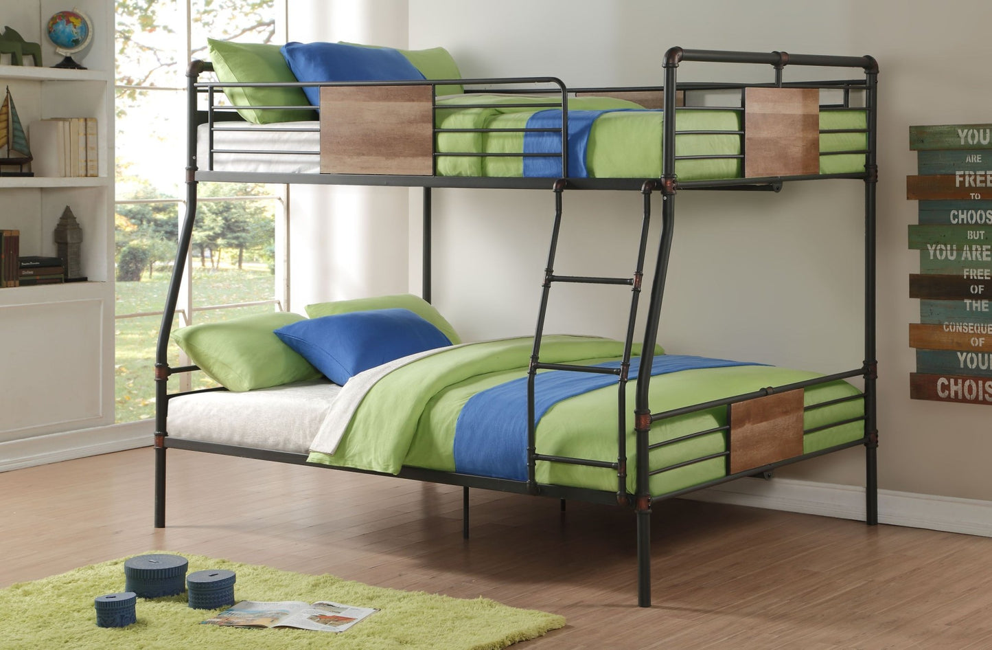 Brantley Sandy Black & Dark Bronze Hand - Brushed Finish Full XL/Queen Bunk Bed - 1st Choice Furniture Direct