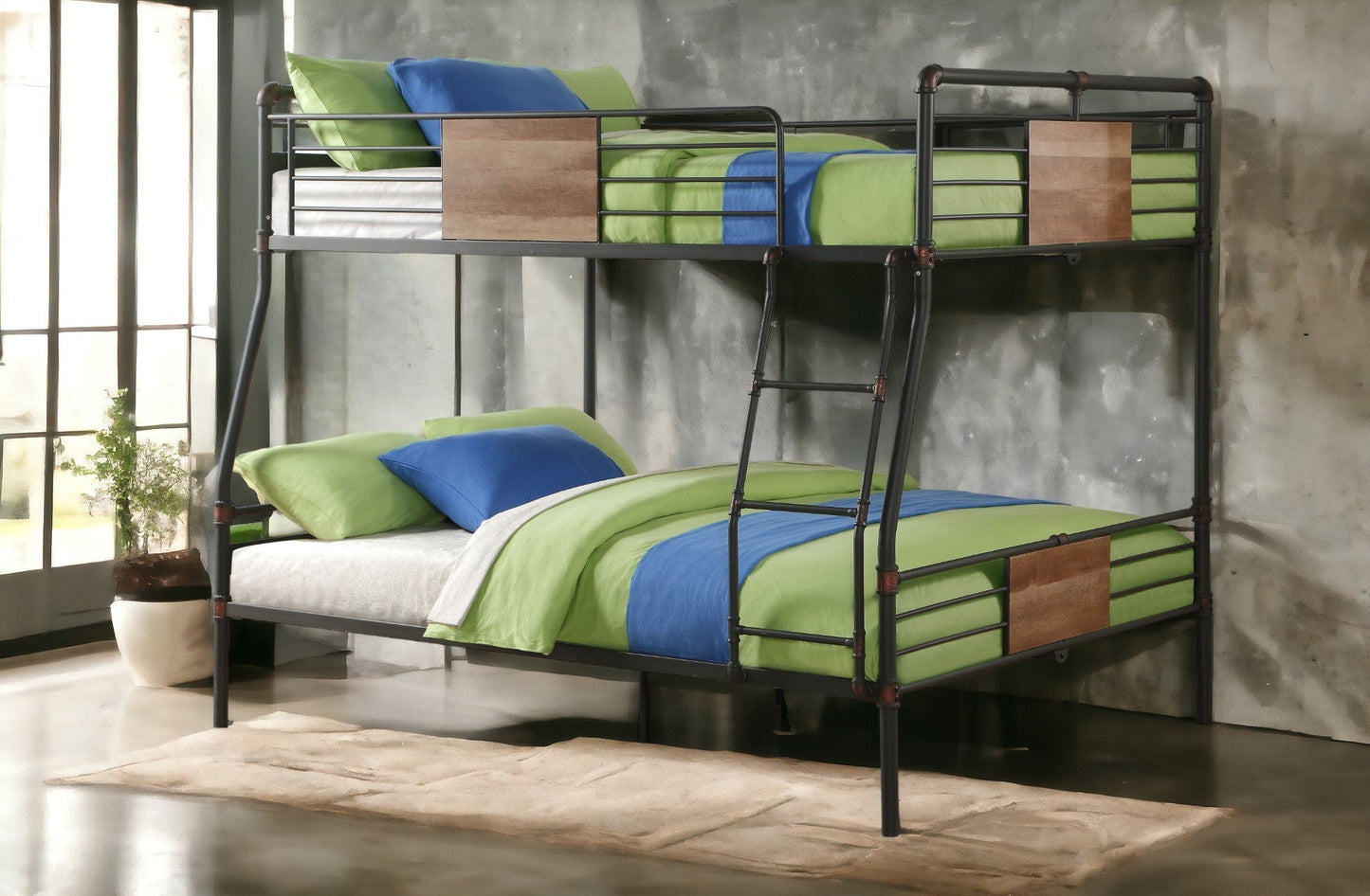 Brantley Sandy Black & Dark Bronze Hand - Brushed Finish Full XL/Queen Bunk Bed - 1st Choice Furniture Direct
