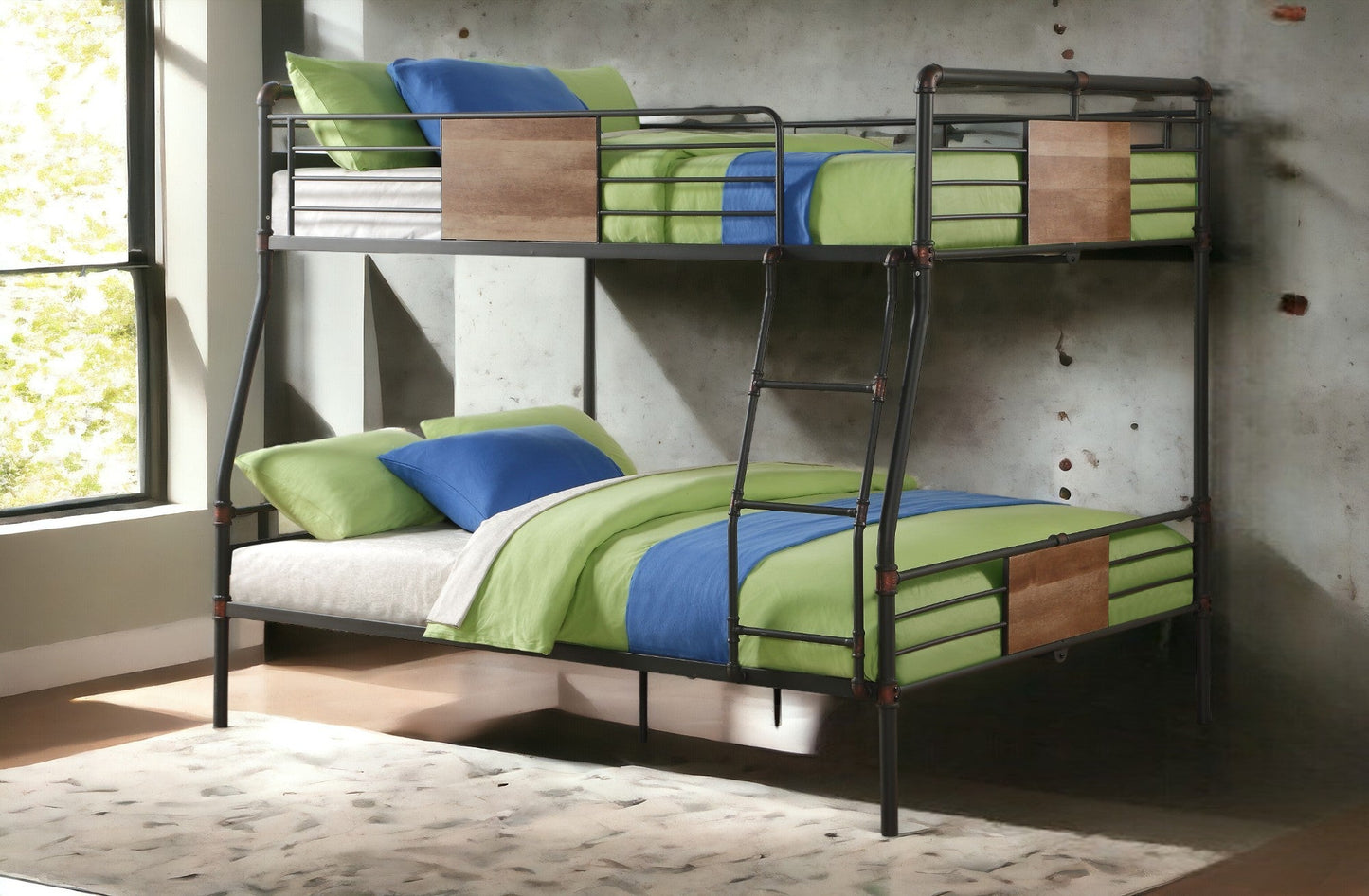 Brantley Sandy Black & Dark Bronze Hand - Brushed Finish Full XL/Queen Bunk Bed - 1st Choice Furniture Direct