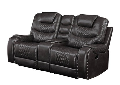 Braylon Magnetite Synthetic Leather Recliner Loveseat with Cupholder Console - 1st Choice Furniture Direct